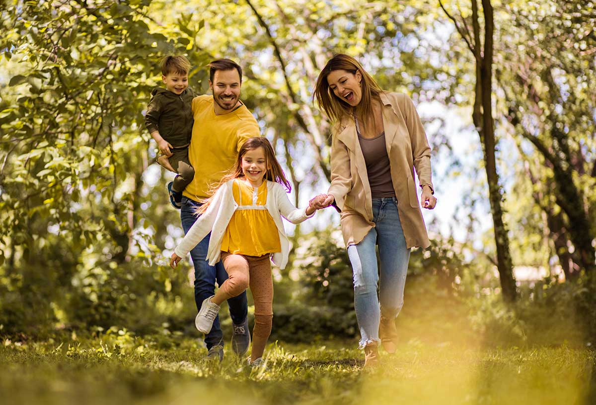 Family walking outdoors