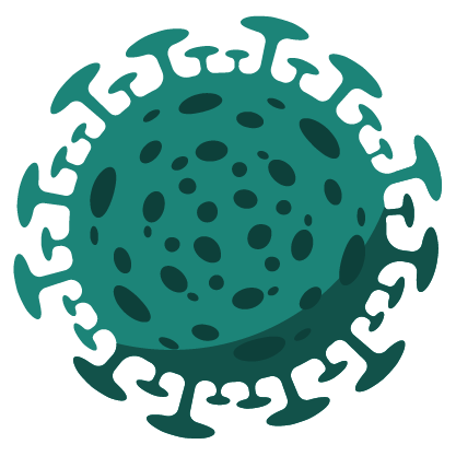 A illustration of a virus with spikes, similar to the coronavirus.